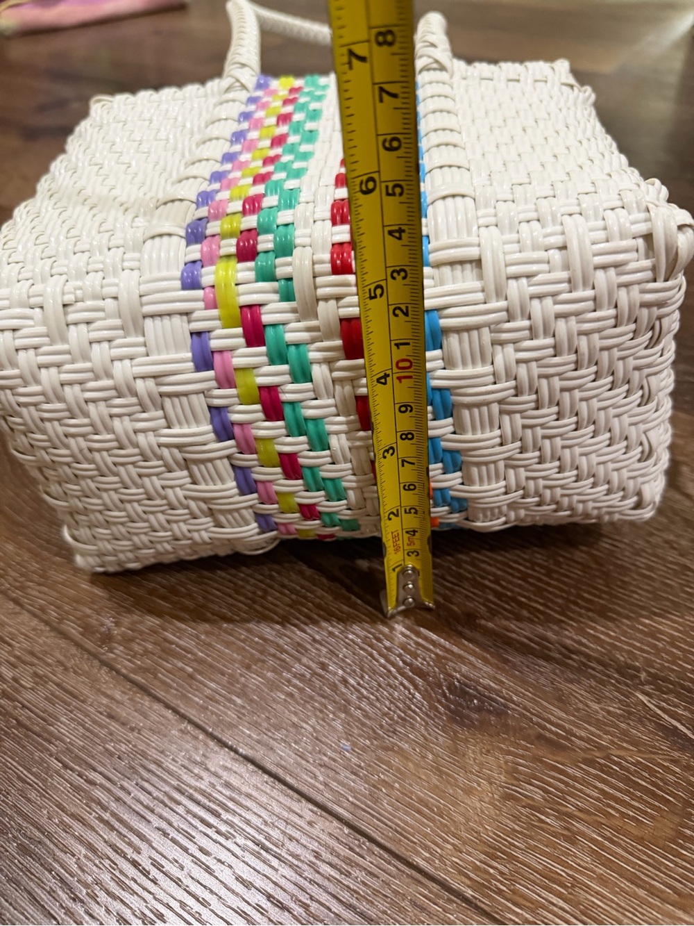 EUC handmade plastic straw bag multi color - Picture 9 of 10